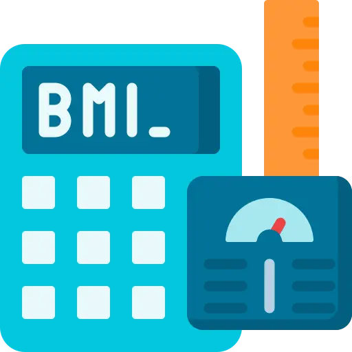 Icono de una calculadora con las inciales de "Indice de Masa Corporal" en Ingles cual es b-m-i.